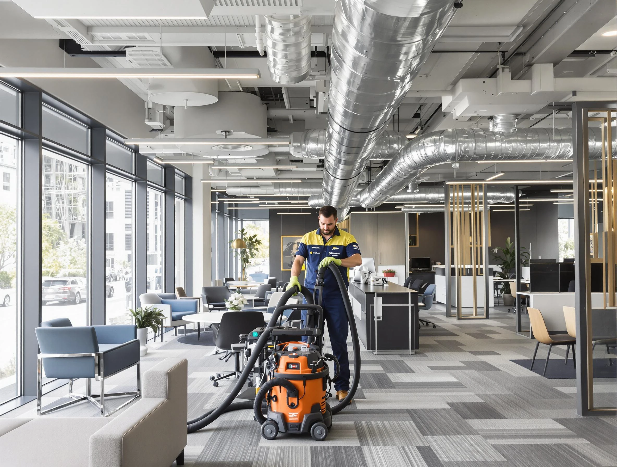 Margaret Air Duct Cleaning team performing thorough commercial duct cleaning at a Margaret business center